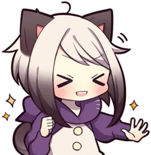 😆 sticker, animé, dessin animé, chibi, kawaii, oreilles de chat, étincelle whatsapp sticker