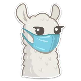 😷 lạc đà không bướu, mặt nạ, hoạt hình, động vật, dễ thương, hài hước telegram sticker