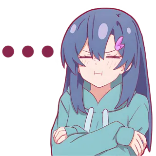 😒 Anime, Gadis, Lucu, Kartun, Stiker, Marah, Cemberut telegram sticker
