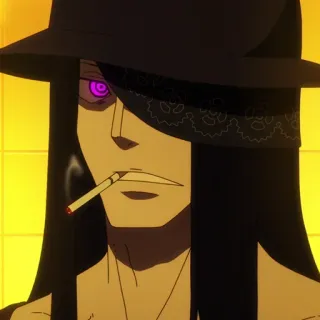 🚬 аниме, курение, шляпа, персонаж telegram sticker