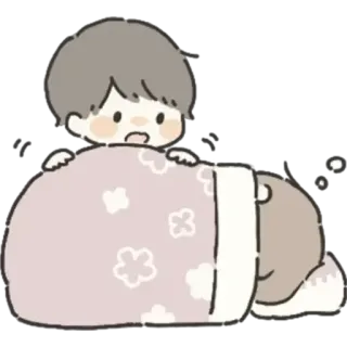 😫 Мультфильм, Кровать, Одеяло, Спит, Милый, Персонаж, Иллюстрация telegram sticker