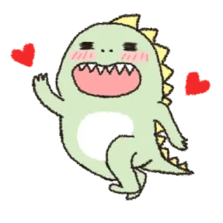🥰 dinosaurio, dibujos animados, lindo, corazones, kawaii, monstruo telegram sticker