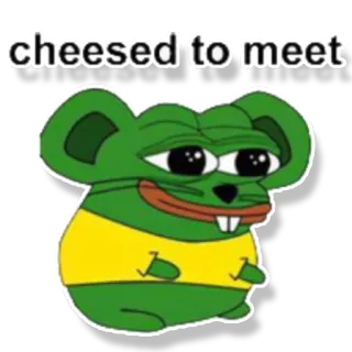👋 cheesed to meet Meme, Pepe, Frosch, Maus, Internet, lustig telegram sticker