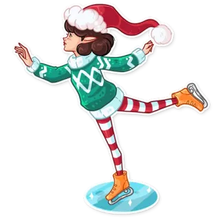 ⛸ elf, weihnachten, winter, eislaufen, feiertag, cartoon, süß whatsapp sticker