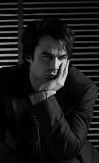 © Ian Somerhalder aktor, potret, hitam putih, pria, selebriti whatsapp sticker