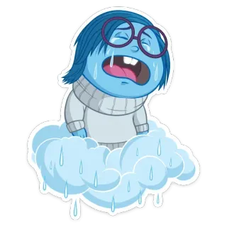 😭 Sadness Inside Out sadness, inside out, crying, blue, cartoon, emotion telegram sticker