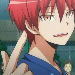 🙂 Karma Akabane Assassination Classroom Anime, cabelo ruivo, menino, personagem, Assassination Classroom, Karma Akabane telegram sticker