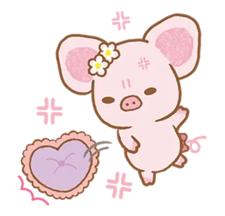 😡 cerdo, lindo, flor, animal, kawaii, pegatina telegram sticker
