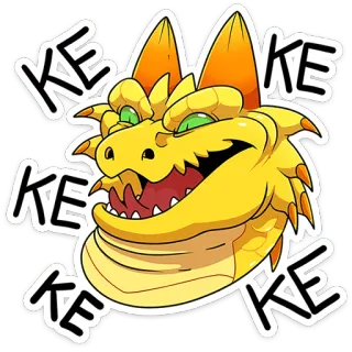 😆 KE KE KE KE smok, kreskówka, stworzenie, fantasy, śmiejący się telegram sticker