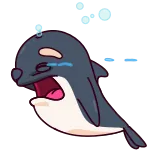 😭 orca, whale, crying, sad, cartoon, animal, sea creature, emotion telegram sticker