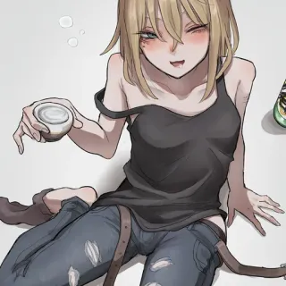 🍺 anime, cartoon, girl, cute, drugs, woman, alcohol, blonde telegram sticker