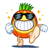 😎 ananas, emoji, dessin animé, fruit, lunettes de soleil, cool telegram sticker