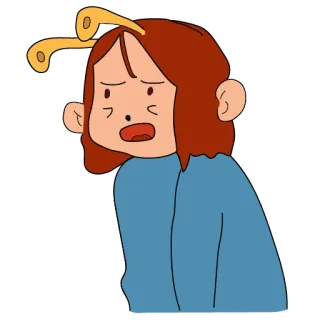 😒 Dessin animé, Fille, Contrariée, Frustrée, Triste, Déçue whatsapp sticker