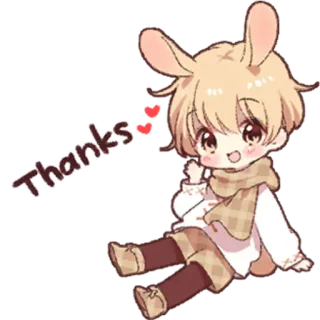 💕 Thanks coniglio, carino, kawaii, anime, adesivo, grazie telegram sticker