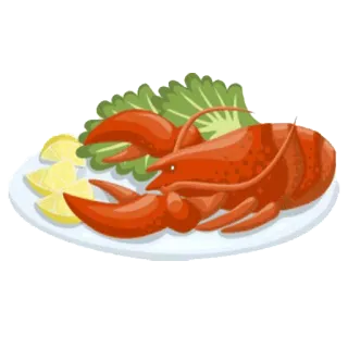 🦐 langosta, comida, mariscos, plato, comida, plato telegram sticker
