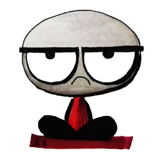 ☹ cartoon, character, illustration, art, sticker, sitting, eyes, funny telegram sticker