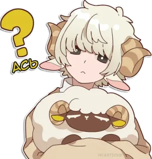 ❓ ACB Аниме, Овца, Вопросительный знак, Смущенный, Милый, Персонаж telegram sticker