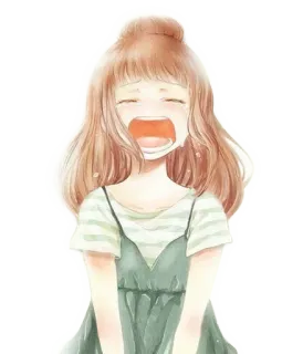 😭 pleurer, triste, fille, illustration, émotionnel, aquarelle telegram sticker