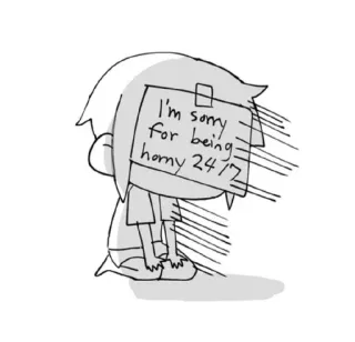 🍆 I'm sorry for being horny 24/7 anime, personaje, caliente, disculpa, gracioso, meme whatsapp sticker