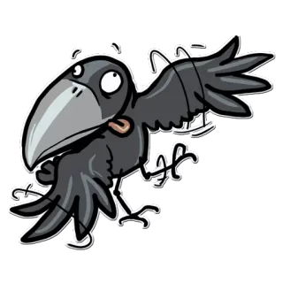 🤪 ворона, птица, животное, испуганный, черный telegram sticker