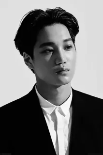 🌑 Kai 男人, 肖像, 黑白, KPOP, 歌手, EXO telegram sticker