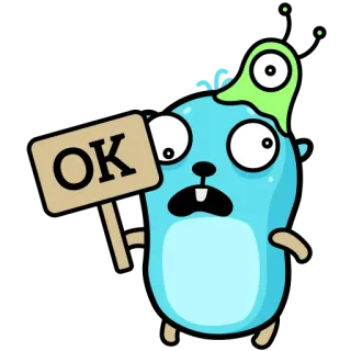 🆗 OK 動物, 青, かわいい, OK, サイン telegram sticker