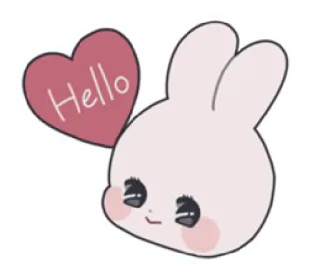🎀 Hello кролик, милый, каваий, сердце, привет, приветствие telegram sticker