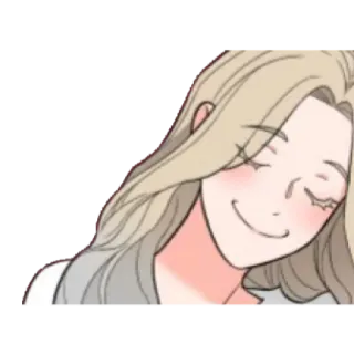 😚 여자, 만화, 미소, 금발, 행복 telegram sticker