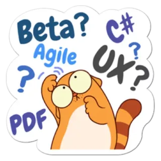⁉ Beta? C# Agile UX? PDF Katze, Frage, Informatik, Agile, UX, PDF, C#, Beta telegram sticker
