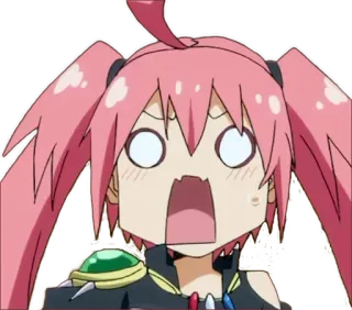 😱 anime, impactado, sorprendido, dibujos animados, pelo rosa, asustado whatsapp sticker