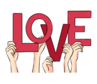 ❣ LOVE amor, manos, letras, rojo telegram sticker