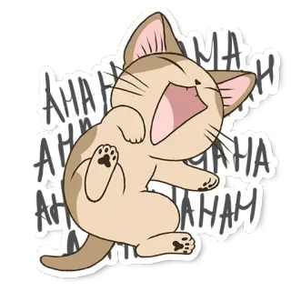 😆 AHAHAHA แมว, หัวเราะ, ตลก, ลูกแมว, มีม, การ์ตูน telegram sticker