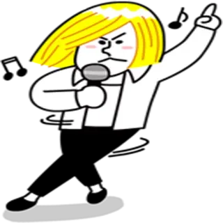 🎤 การ์ตูน, นักร้อง, ไมโครโฟน, ตัวละคร, ภาพประกอบ telegram sticker