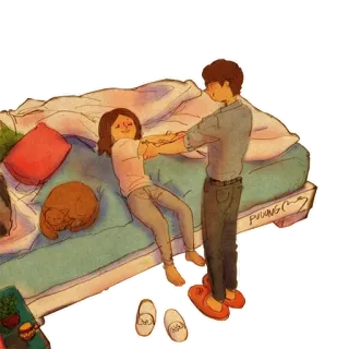 😴 pasangan, cinta, romantis, kartun, gambar, ilustrasi whatsapp sticker