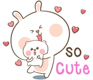 🐽 SO
Cute uroczy, królik, miś, serca, słodki, kreskówka, naklejka telegram sticker