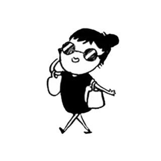 👧 shopping, woman, cartoon, sunglasses, bags, walking telegram sticker