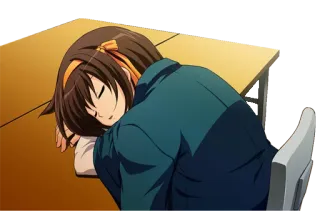 😴 Haruhi Suzumiya The Melancholy of Haruhi Suzumiya Anime, Dormir, Bureau, Dessin animé, Étudiant telegram sticker