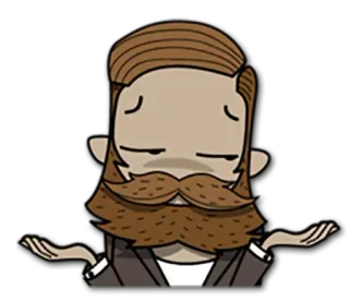 😐 cartoon, man, beard, shrugging, doubt, uncertainty telegram sticker