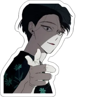 👇 Anime, Kreskówka, Postać, Wskazywanie, Męski telegram sticker