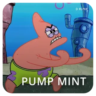 😂 Patrick Star SpongeBob SquarePants PUMP MINT patrick estrela, spongebob, desenho animado, pump mint, bravo, engraçado telegram sticker