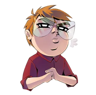 😕 dessin animé, lunettes, personnage, autocollant whatsapp sticker