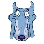 😔 волк, мультик, синий, животное, стикер telegram sticker
