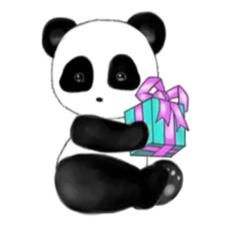 🎁 Panda, Animale, Carino, Regalo, Kawaii, Cartone animato, Orso telegram sticker