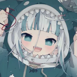 🦈 Gawr Gura Anime, Hai, Hoodie, Süß, Vtuber, Gawr Gura, Hololive telegram sticker