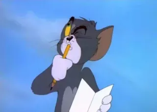 🙄 Tom Cat Tom and Jerry cat, cartoon, tom and jerry, writing, thinking telegram sticker