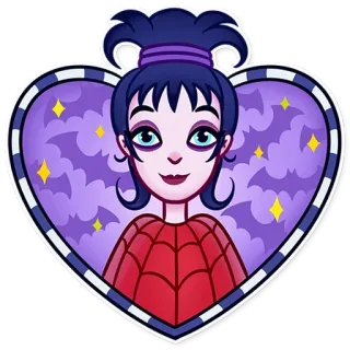 ❤️ Lydia Deetz Beetlejuice การ์ตูน, ลิเดีย ดีทซ์, ผีขี้จุ๊, น่ากลัว, ฮาโลวีน telegram sticker