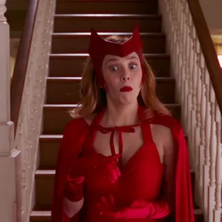 😌 Scarlet Witch WandaVision Алая Ведьма, Marvel, Элизабет Олсен, Ванда Максимофф, Супергерой, Персонаж комиксов, ВандаВижн whatsapp sticker