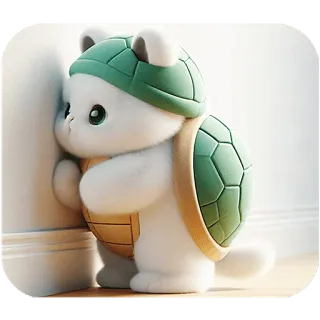 😔 chat, tortue, mignon, animal, dessin animé, kawaii, autocollant whatsapp sticker