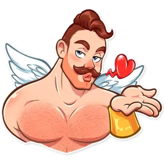 😘 dessin animé, homme, ange, coeur, amour, romance, baiser telegram sticker