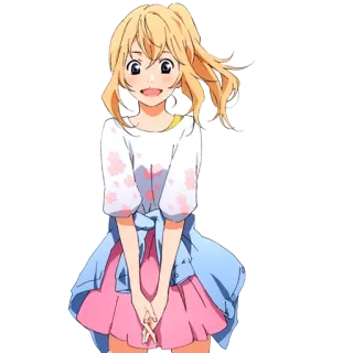 🙏 Kaori Miyazono Your Lie in April Anime, Personaggio, Sorriso, Carino, Ragazza telegram sticker
